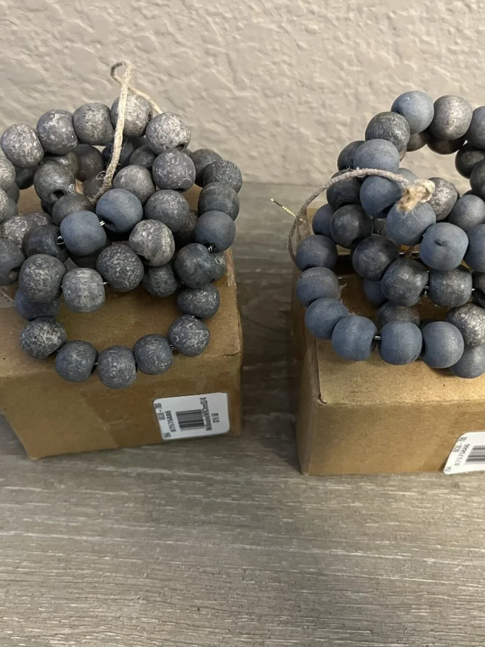 8 Pottery Barn Charcoal Wood Beaded Napkin Rings